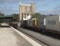Tocumwal Station, locos and flatcars - Apr 2012
