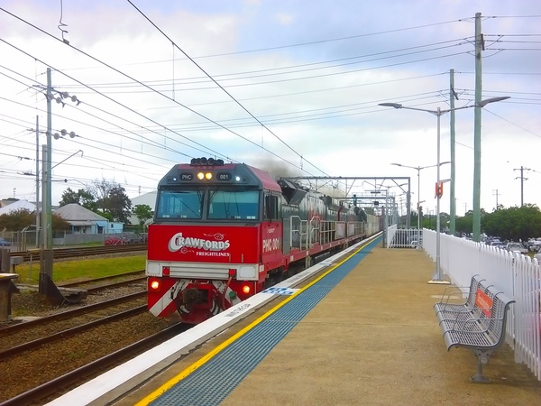 Southbound Crawfords intermodal freight train (1 of 3), Broadmeadow, 2019-03-13