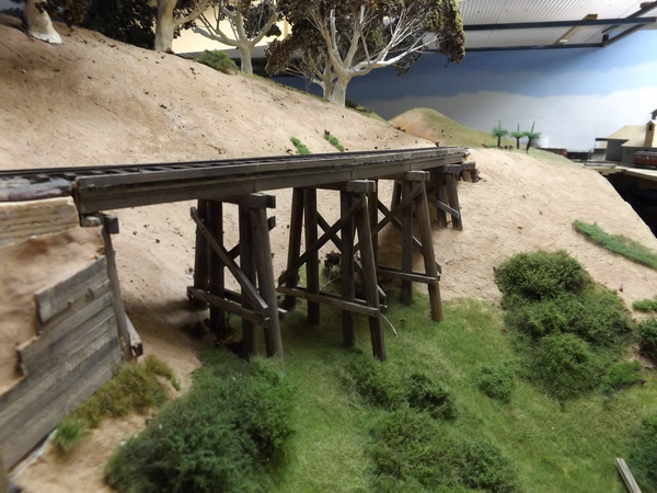 Short wooden trestle bridge