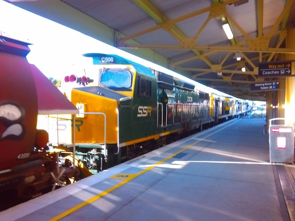 Westbound SSR freight train (3 of 3), Bathurst, 2019-03-04