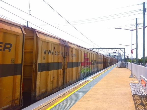Southbound SCT/SBR freight train (3 of 4), Broadmeadow, 2019-03-13