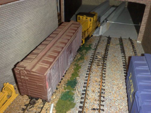 GE44 and box car in the team track.